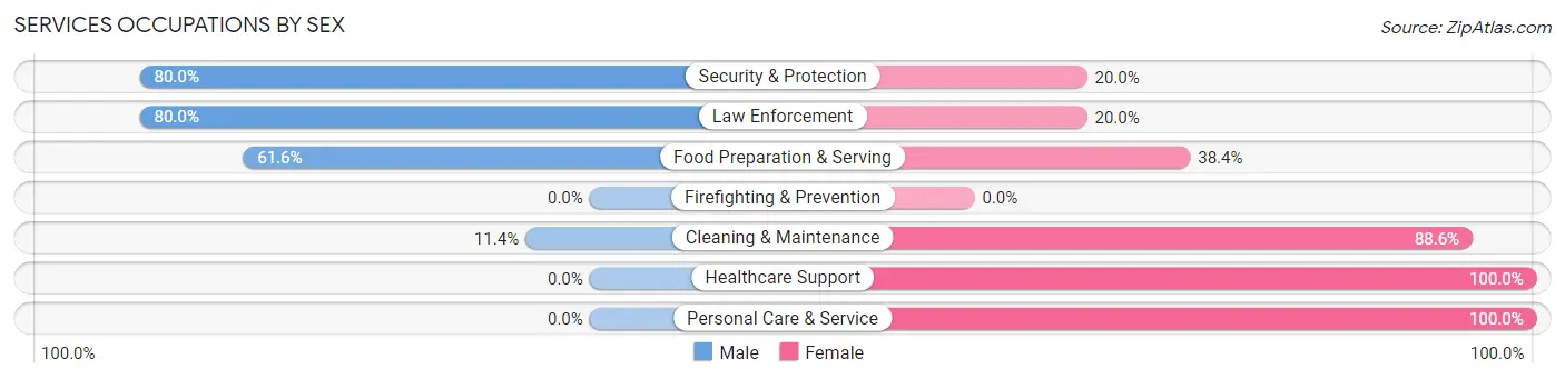 Services Occupations by Sex in East Newark borough