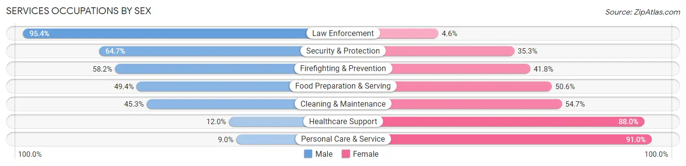 Services Occupations by Sex in Elizabeth