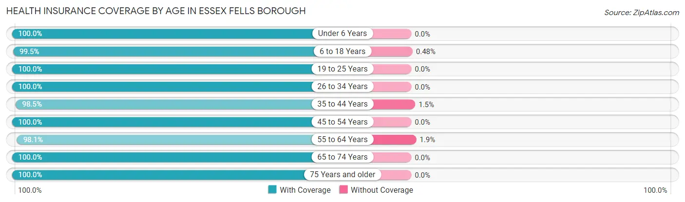 Health Insurance Coverage by Age in Essex Fells borough