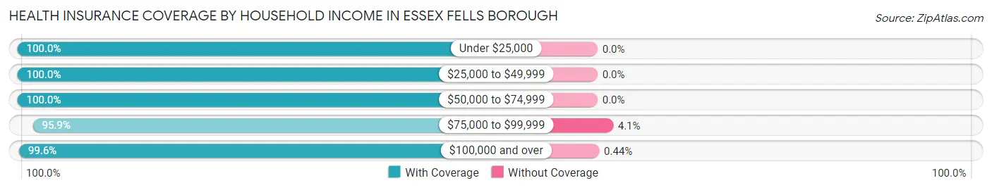 Health Insurance Coverage by Household Income in Essex Fells borough