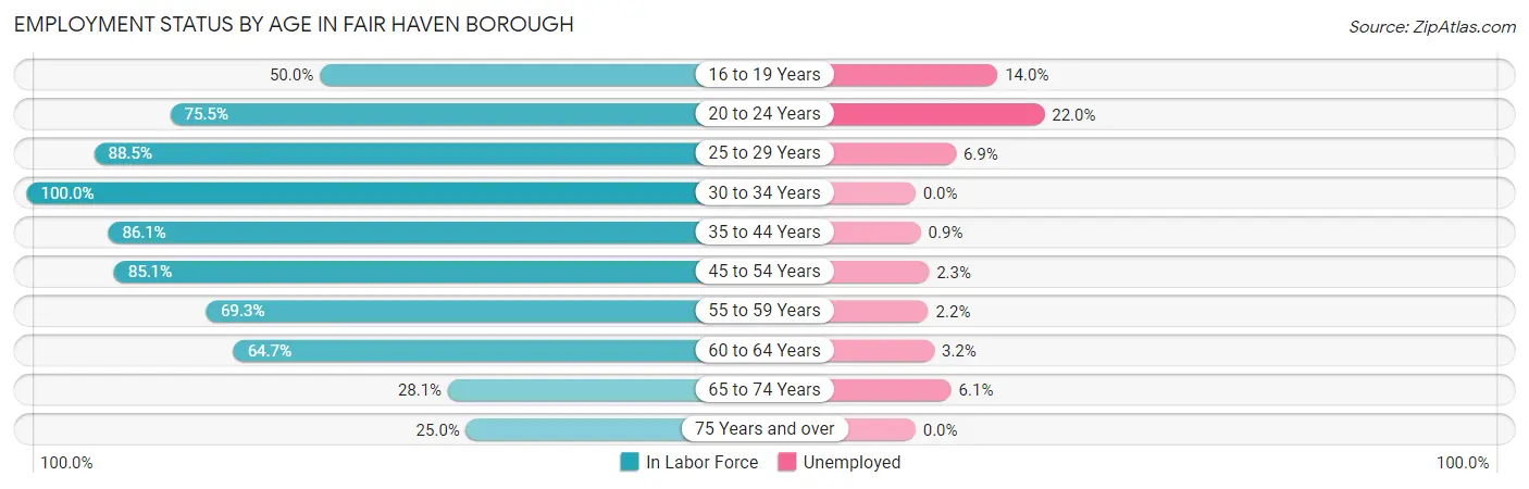 Employment Status by Age in Fair Haven borough