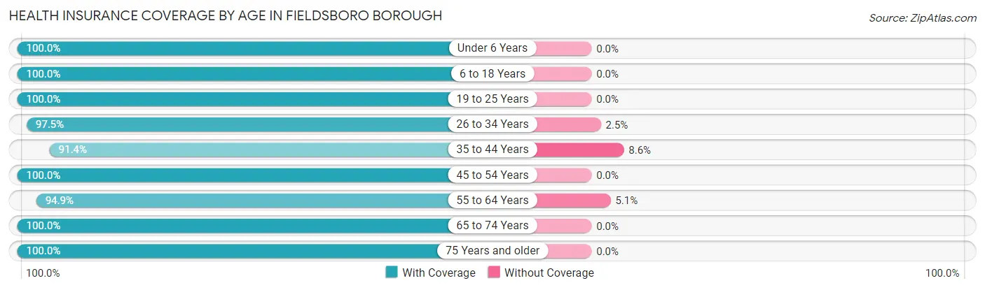 Health Insurance Coverage by Age in Fieldsboro borough