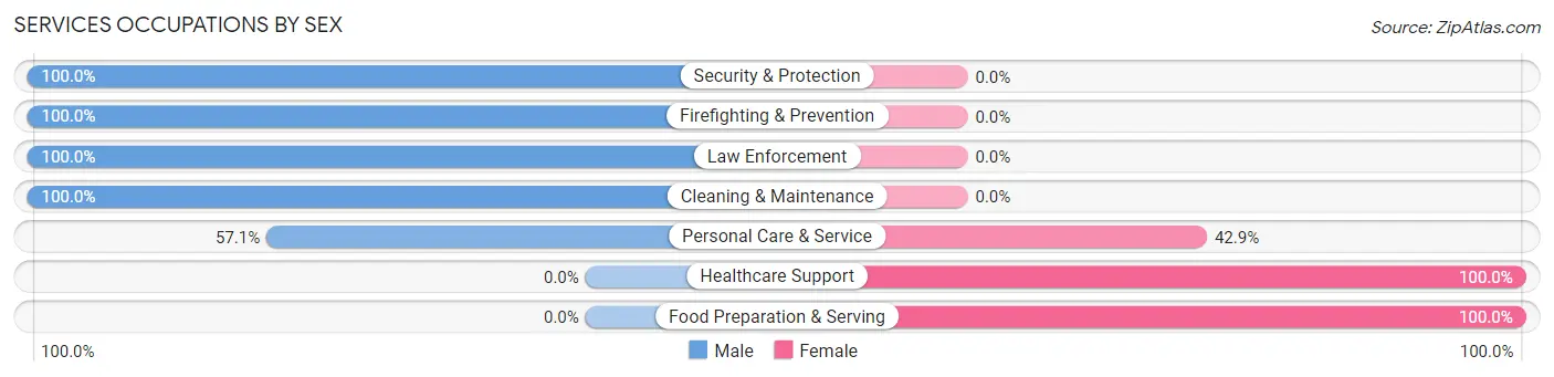 Services Occupations by Sex in Fieldsboro borough