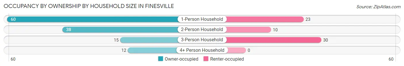 Occupancy by Ownership by Household Size in Finesville