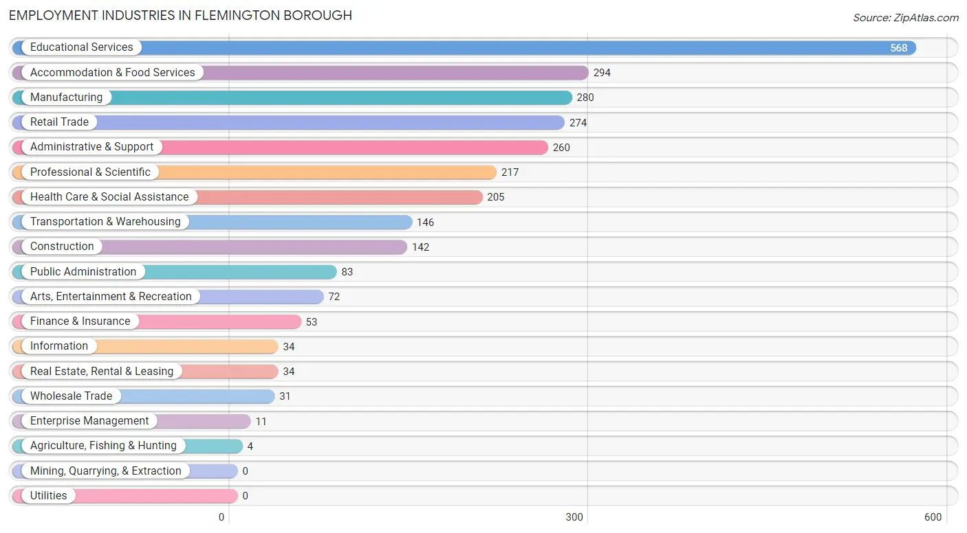 Employment Industries in Flemington borough