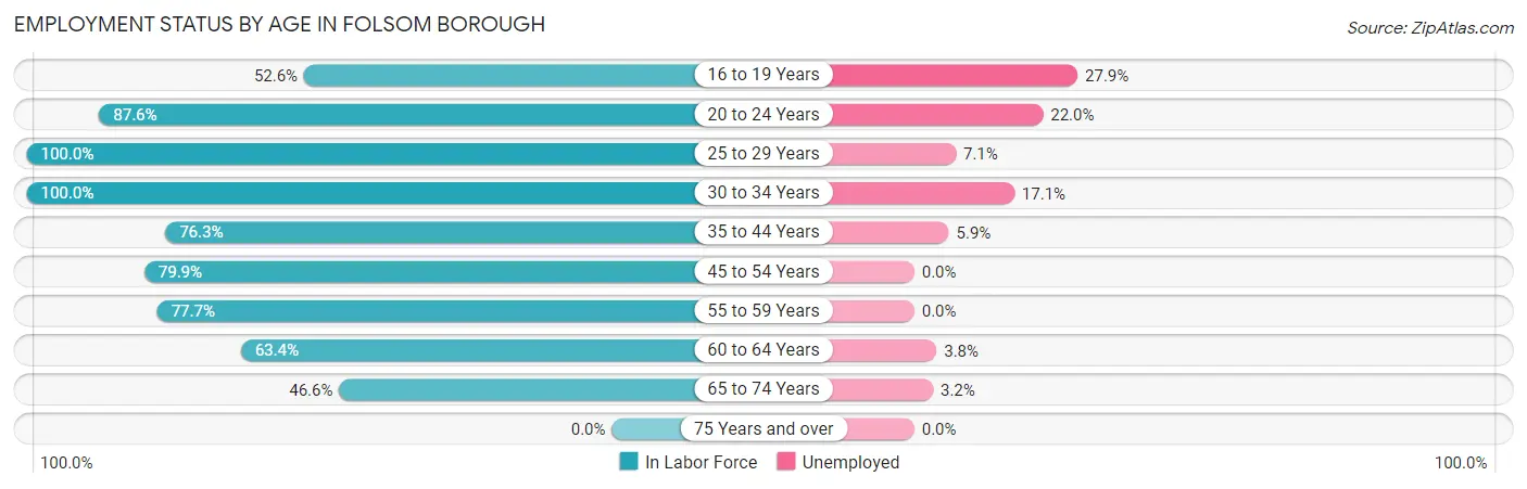 Employment Status by Age in Folsom borough