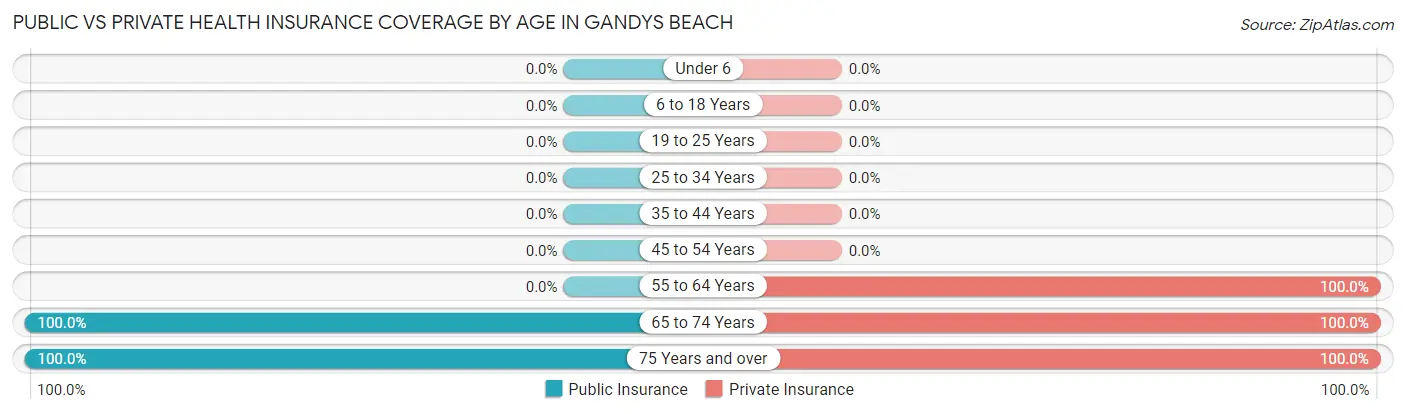 Public vs Private Health Insurance Coverage by Age in Gandys Beach