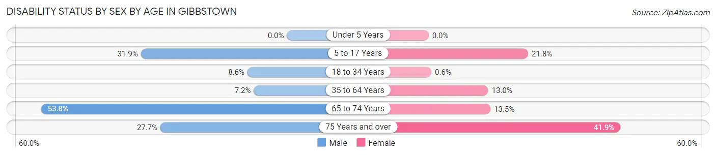 Disability Status by Sex by Age in Gibbstown