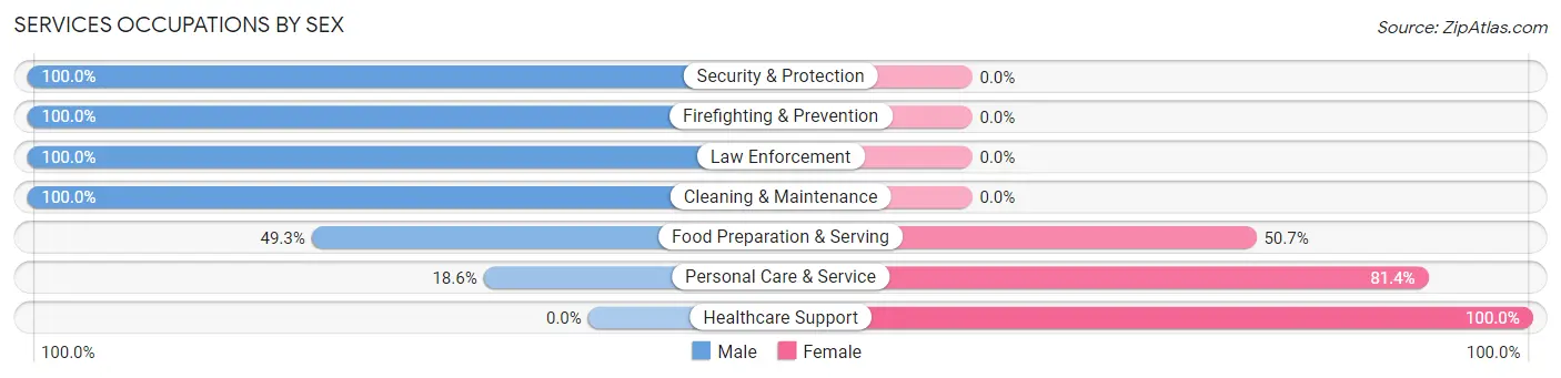 Services Occupations by Sex in Glen Rock borough