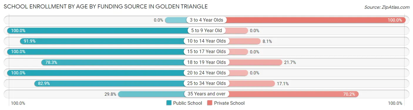 School Enrollment by Age by Funding Source in Golden Triangle