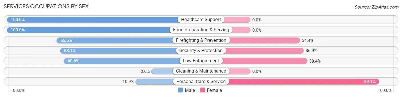 Services Occupations by Sex in Great Notch