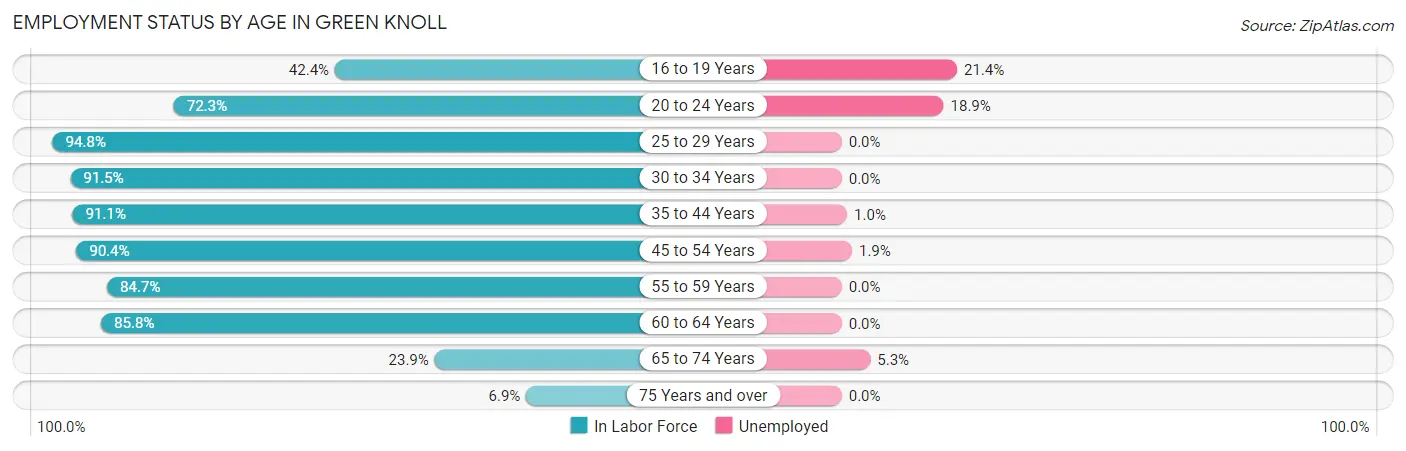Employment Status by Age in Green Knoll