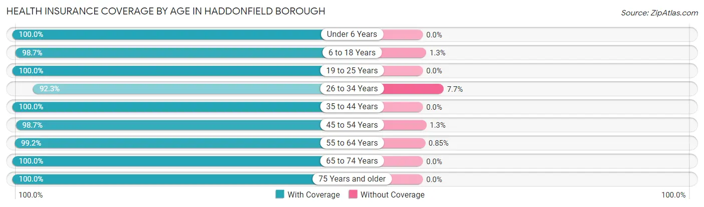 Health Insurance Coverage by Age in Haddonfield borough