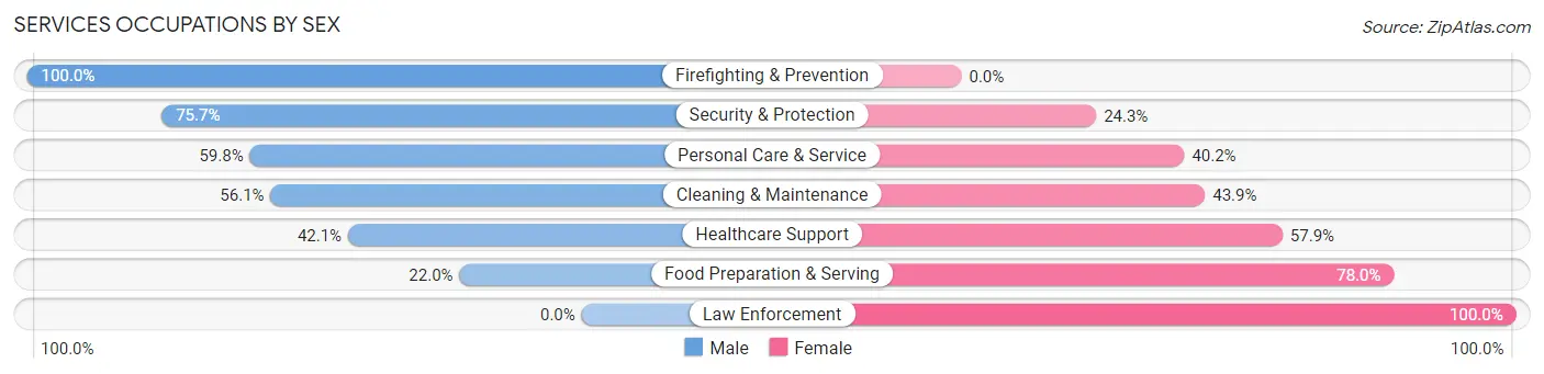 Services Occupations by Sex in Haledon borough
