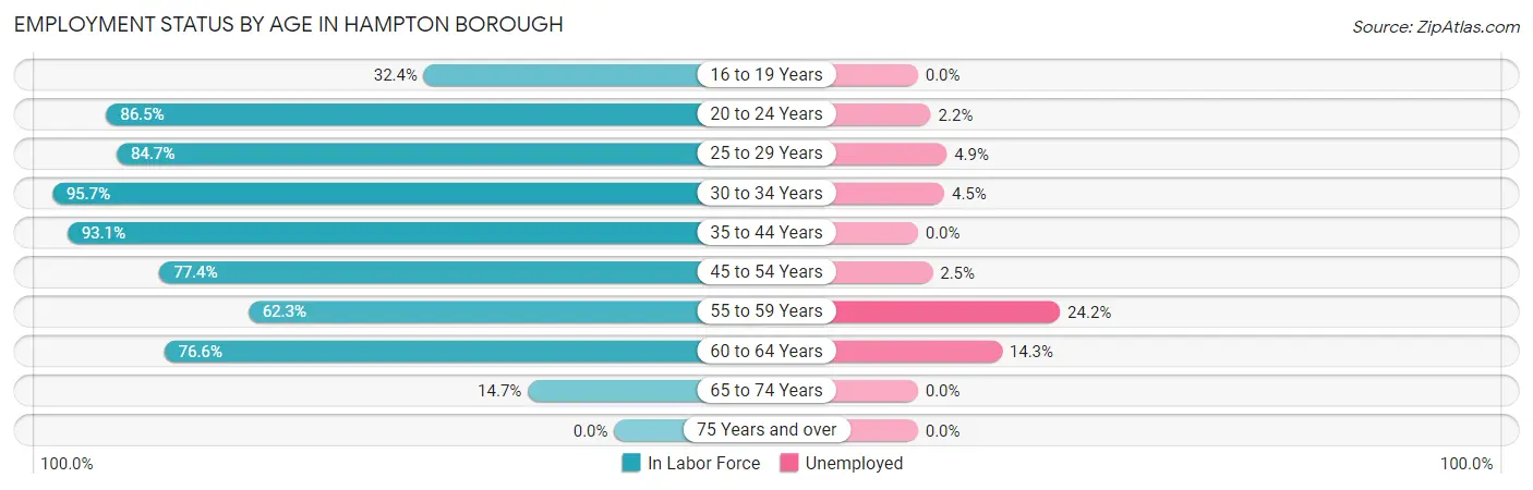 Employment Status by Age in Hampton borough
