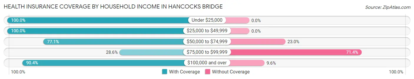 Health Insurance Coverage by Household Income in Hancocks Bridge