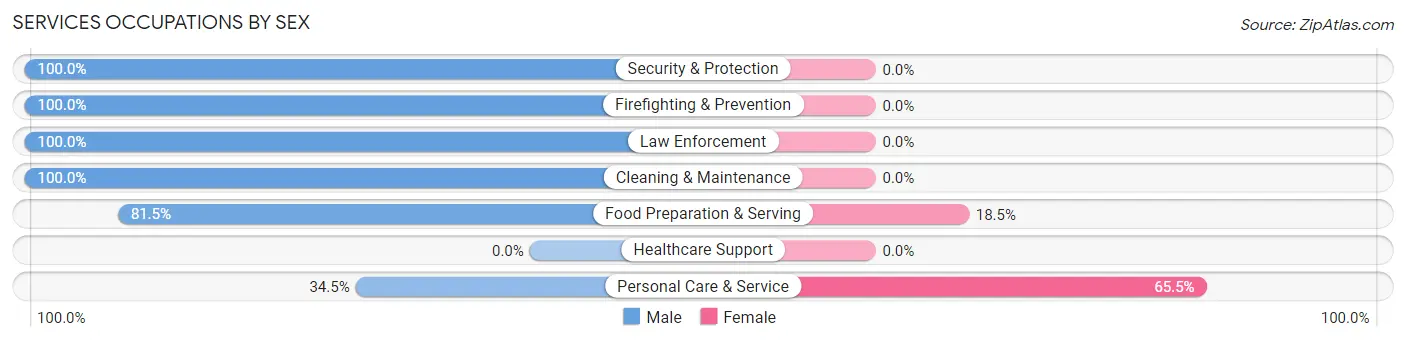 Services Occupations by Sex in Haworth borough