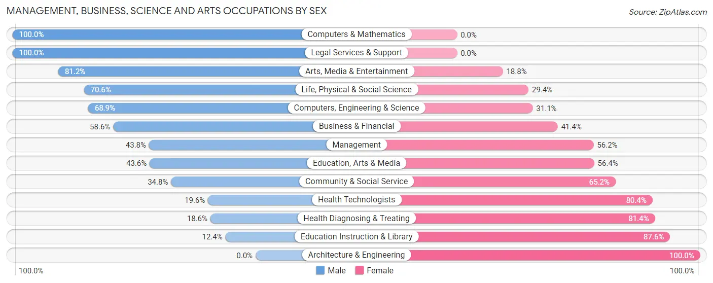 Management, Business, Science and Arts Occupations by Sex in Hightstown borough