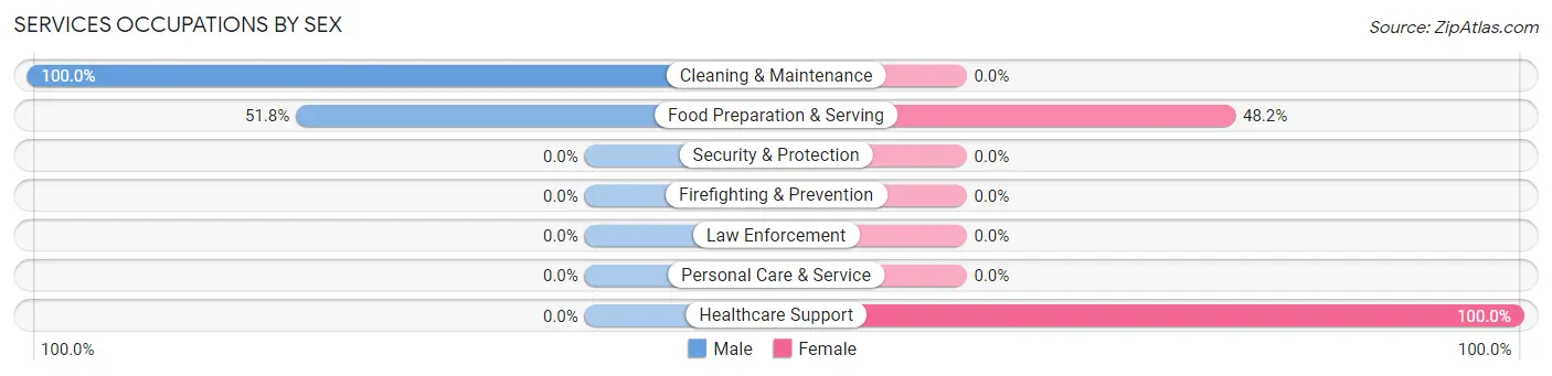 Services Occupations by Sex in Holiday Heights