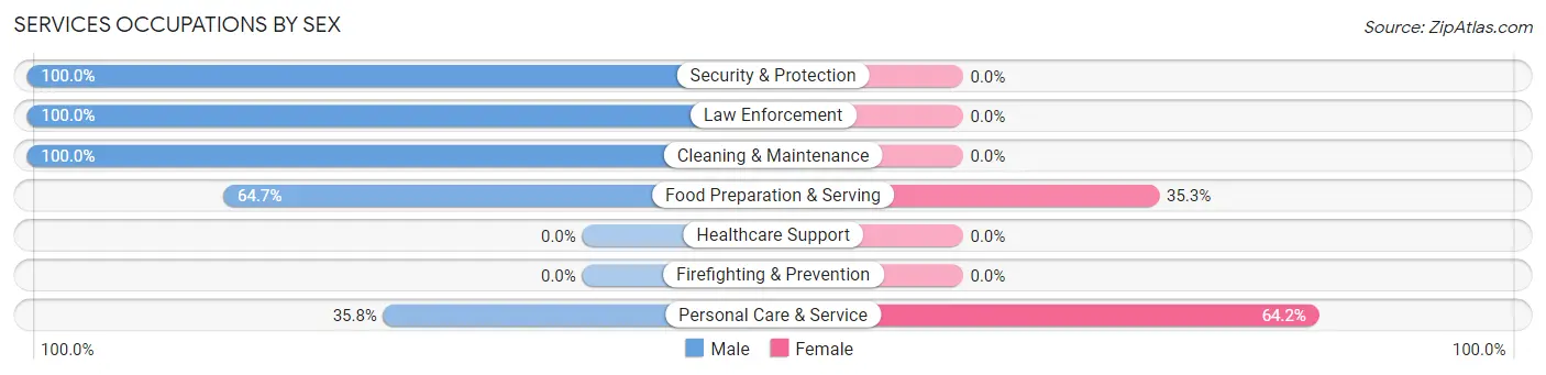 Services Occupations by Sex in Jamesburg borough