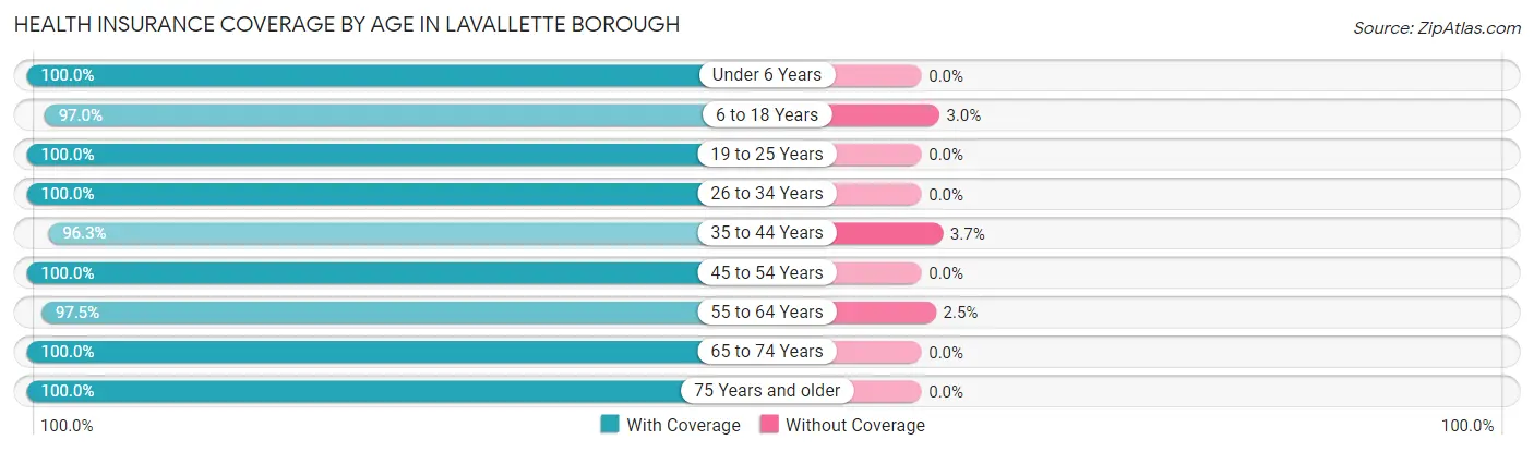 Health Insurance Coverage by Age in Lavallette borough