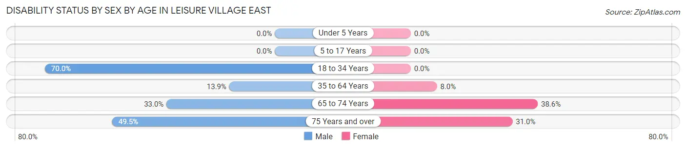 Disability Status by Sex by Age in Leisure Village East