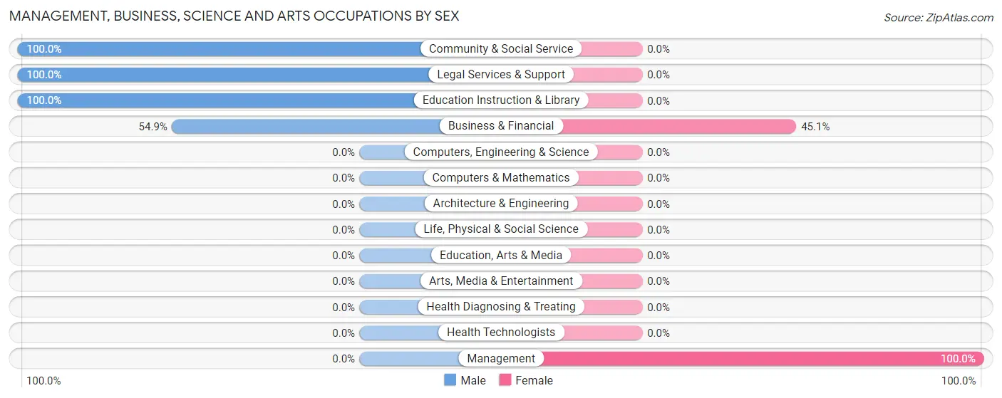Management, Business, Science and Arts Occupations by Sex in Leisure Village East