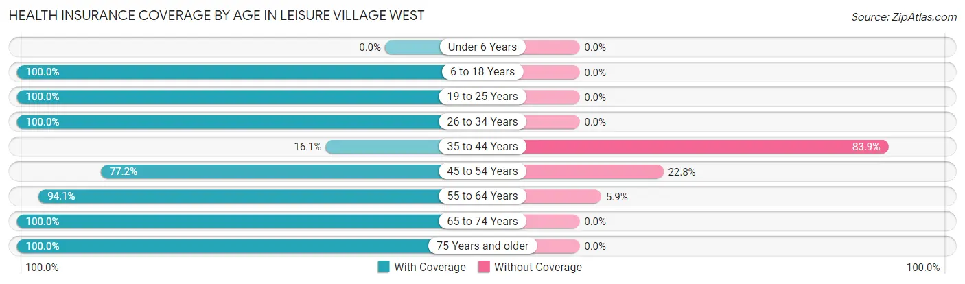 Health Insurance Coverage by Age in Leisure Village West