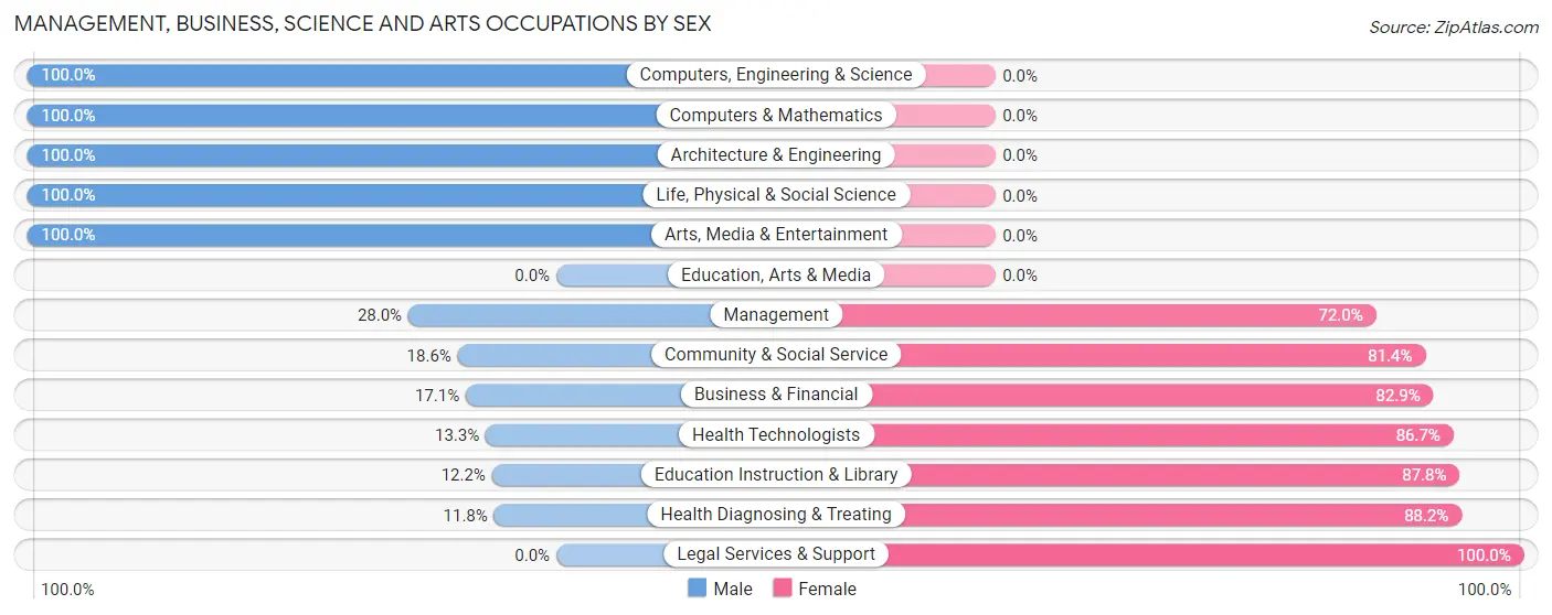 Management, Business, Science and Arts Occupations by Sex in Leonardo