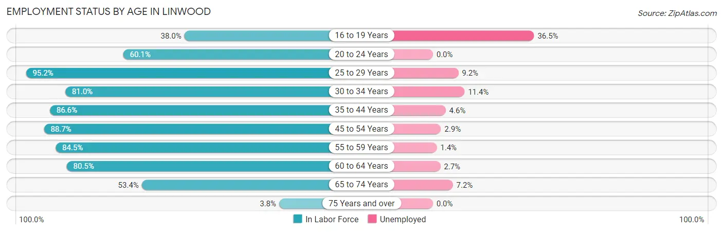 Employment Status by Age in Linwood