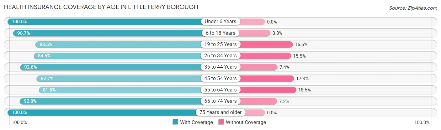 Health Insurance Coverage by Age in Little Ferry borough