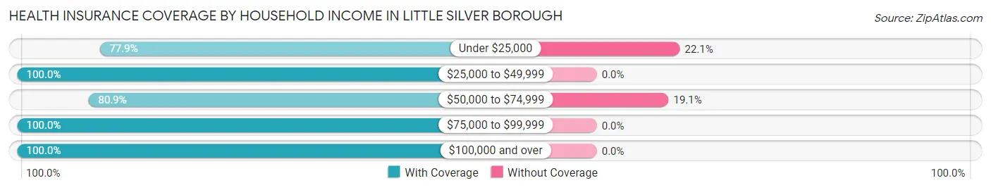 Health Insurance Coverage by Household Income in Little Silver borough