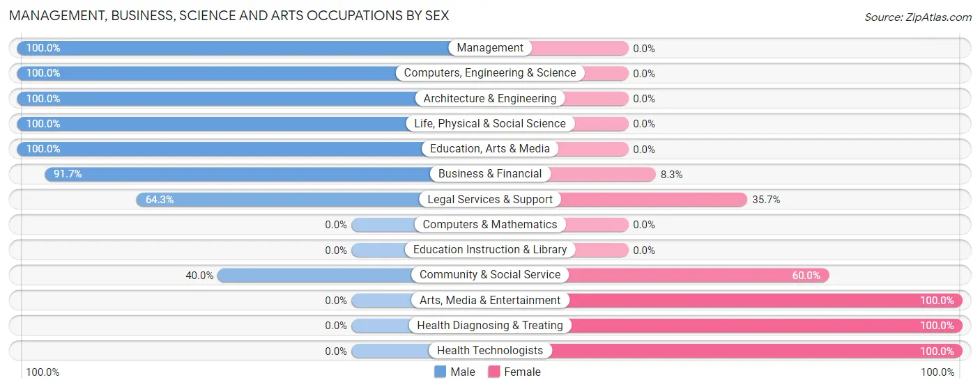 Management, Business, Science and Arts Occupations by Sex in Llewellyn Park