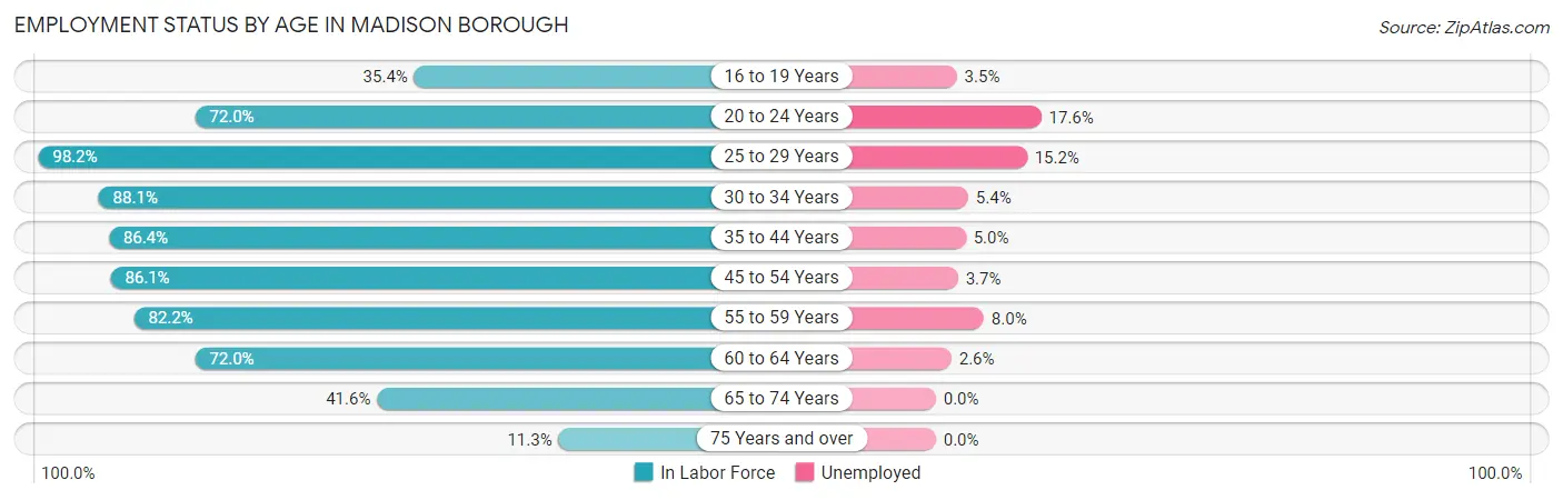Employment Status by Age in Madison borough