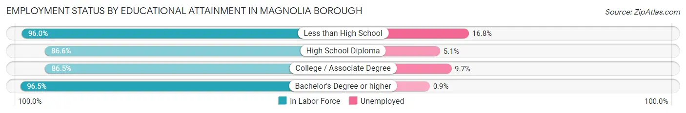 Employment Status by Educational Attainment in Magnolia borough
