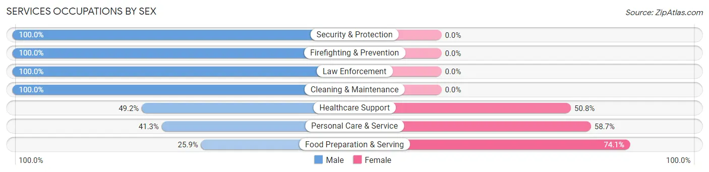 Services Occupations by Sex in Magnolia borough