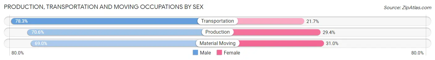 Production, Transportation and Moving Occupations by Sex in Manville borough