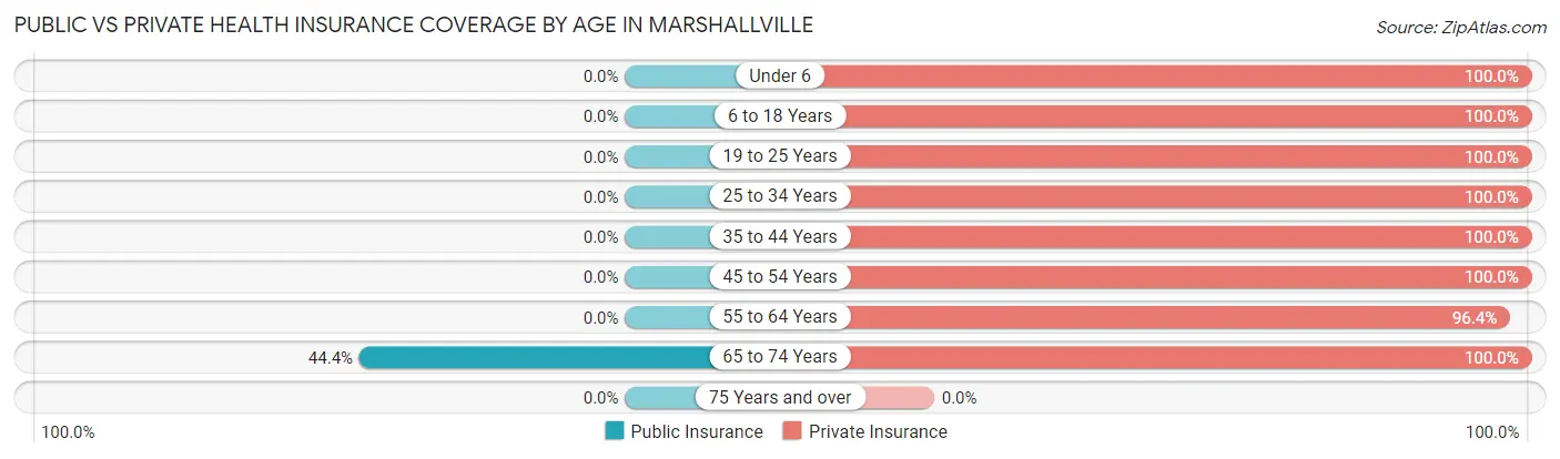 Public vs Private Health Insurance Coverage by Age in Marshallville