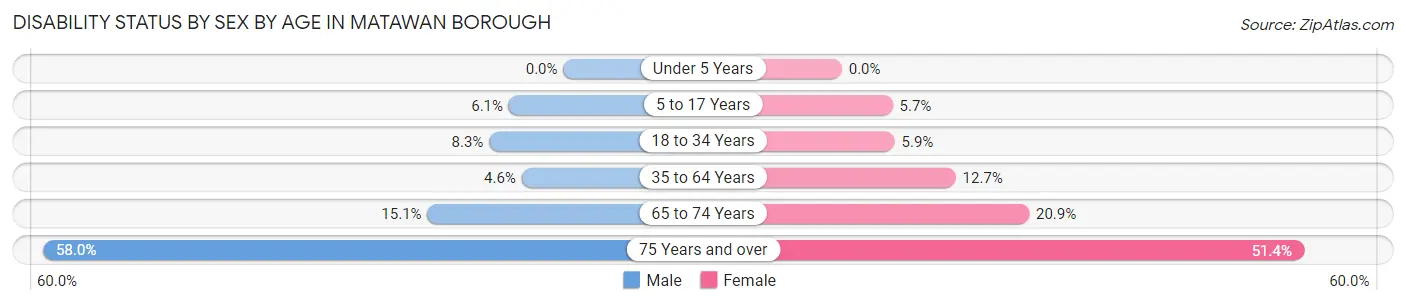 Disability Status by Sex by Age in Matawan borough