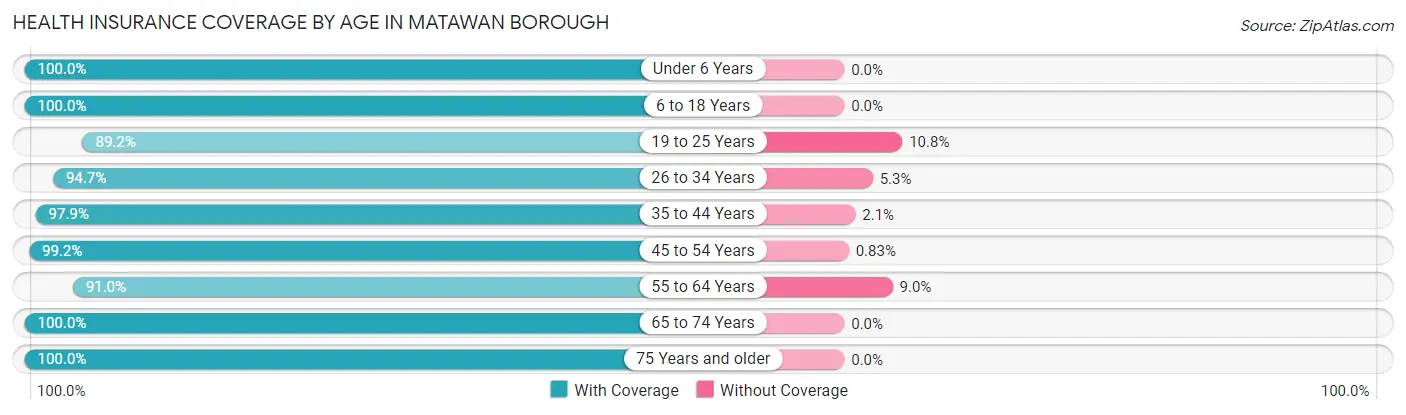 Health Insurance Coverage by Age in Matawan borough