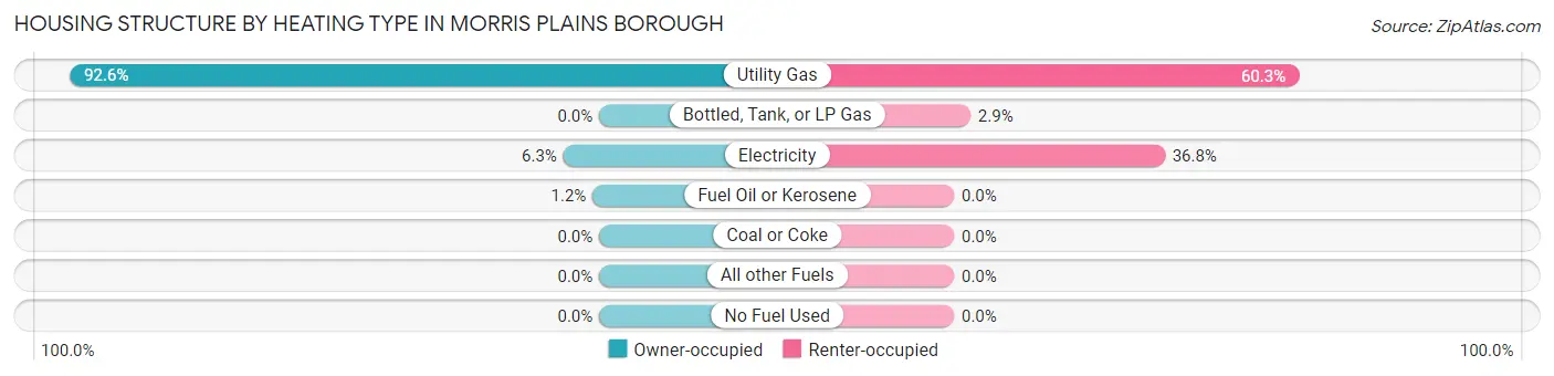 Housing Structure by Heating Type in Morris Plains borough