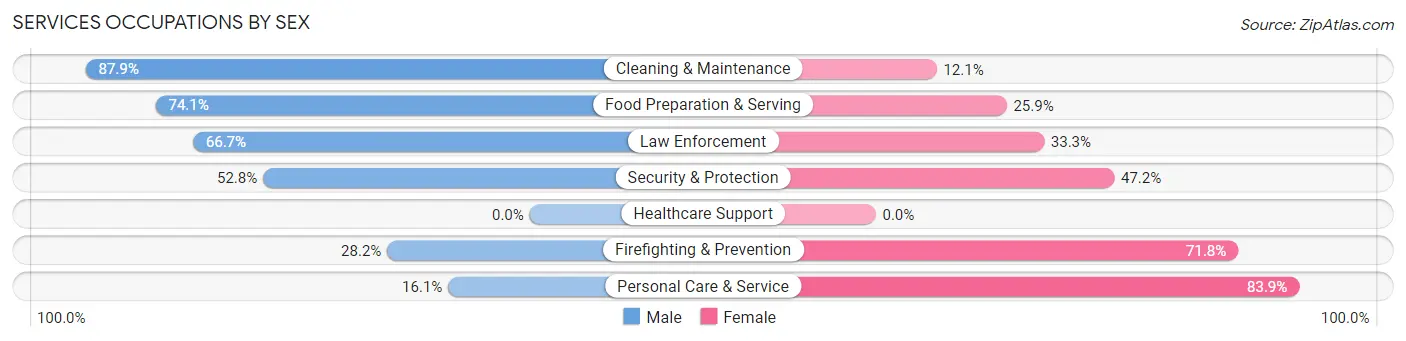 Services Occupations by Sex in Morris Plains borough