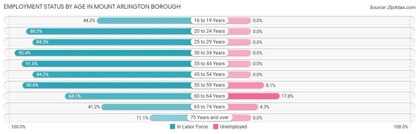 Employment Status by Age in Mount Arlington borough