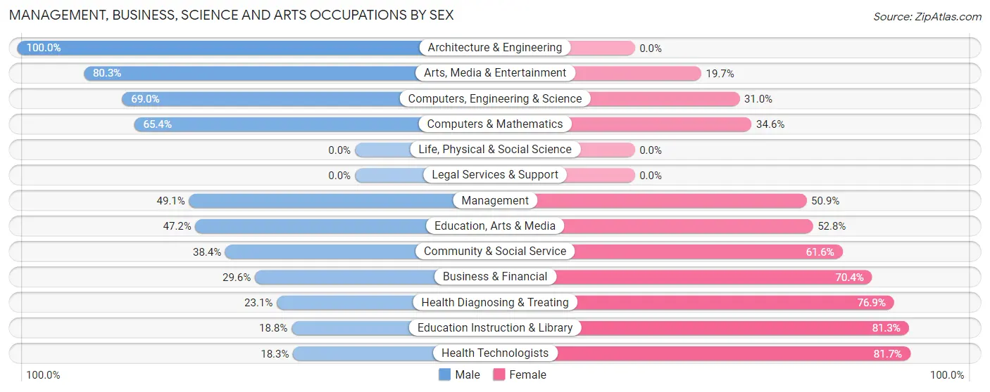 Management, Business, Science and Arts Occupations by Sex in Mount Arlington borough