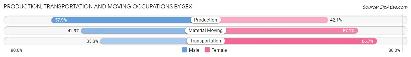 Production, Transportation and Moving Occupations by Sex in Mountain Lake