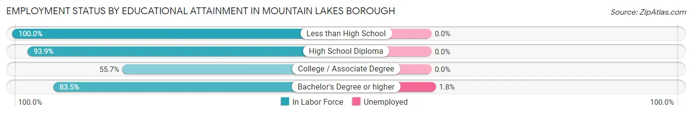 Employment Status by Educational Attainment in Mountain Lakes borough