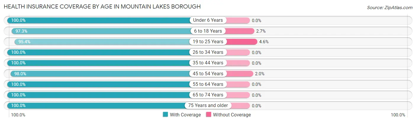 Health Insurance Coverage by Age in Mountain Lakes borough