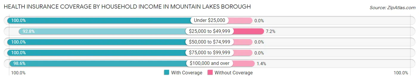 Health Insurance Coverage by Household Income in Mountain Lakes borough