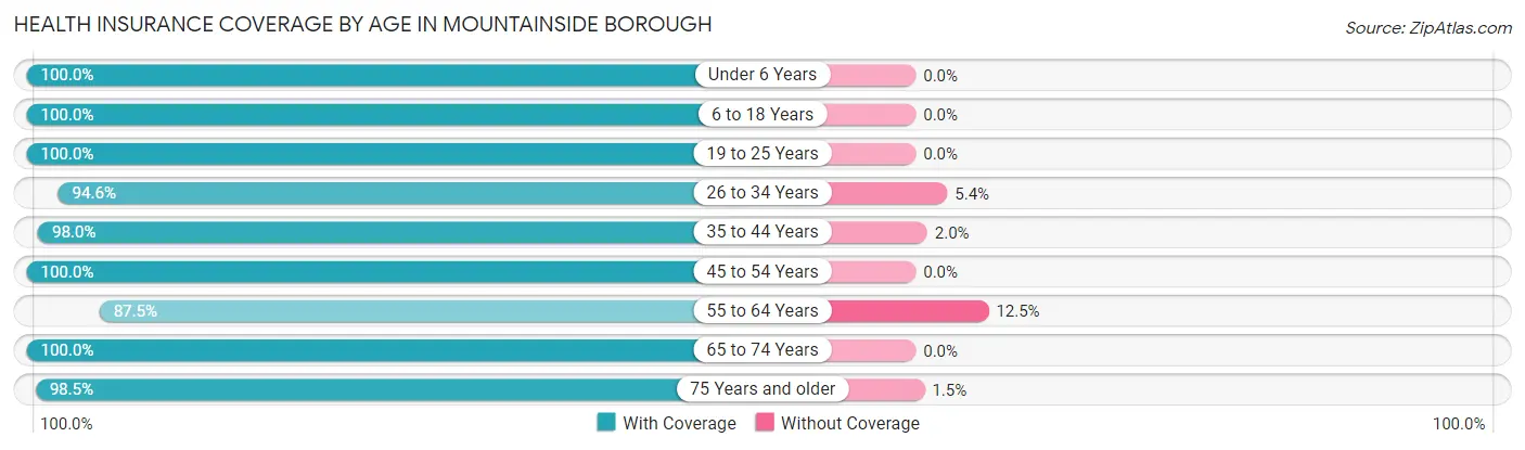 Health Insurance Coverage by Age in Mountainside borough
