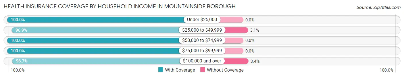 Health Insurance Coverage by Household Income in Mountainside borough